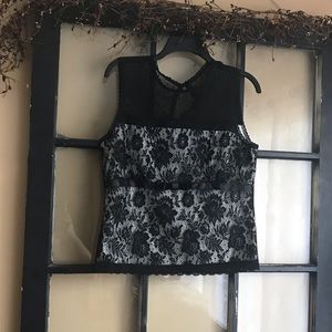 Lace and sheer tank blouse